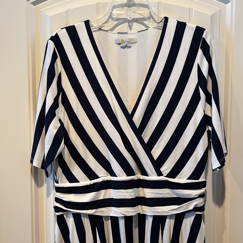 Boden navy white striped short sleeve maxi dress 14L nautical preppy coastal - Picture 5 of 14